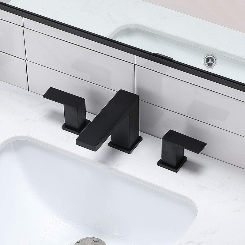 VCCUCINE Black Bathroom Faucet 3 Hole, 8 Inch Widespread Bathroom