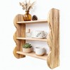 100% Solid Wood 3-Tier Wall Shelf, Rustic Pine, Caramel Finish