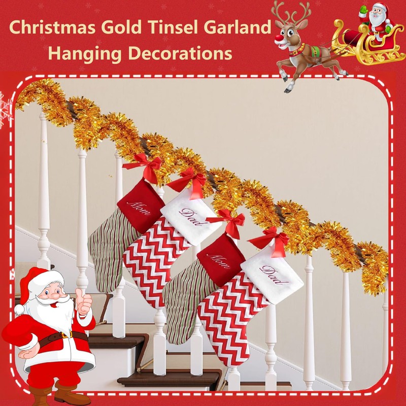 TAZZOR 12 m Tinsel Christmas Tree Gold Christmas Tree Garland