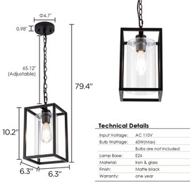 MAYNA 1-Light Farmhouse Pendant Lighting for Kitchen, Pendant Light with Adjustable Chain and Glass Shade,Hanging Lights for Kitchen,Porch,Hallway,Farmhouse