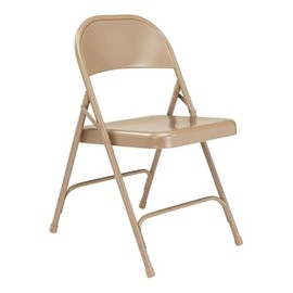 Pemberly Row 29.25" Modern All-Steel Metal Folding Chair in Beige (Set of 4)