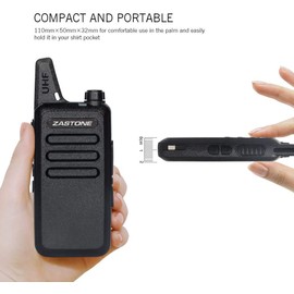 Zastone X6 Rechargeable Long Range Two-Way Radios with Earpiece 4 Pack UHF 400-470Mhz Walkie Talkie