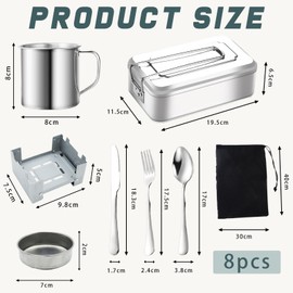 Camping Mess Tin, 8 Pcs Camping Mess Tins for Camping