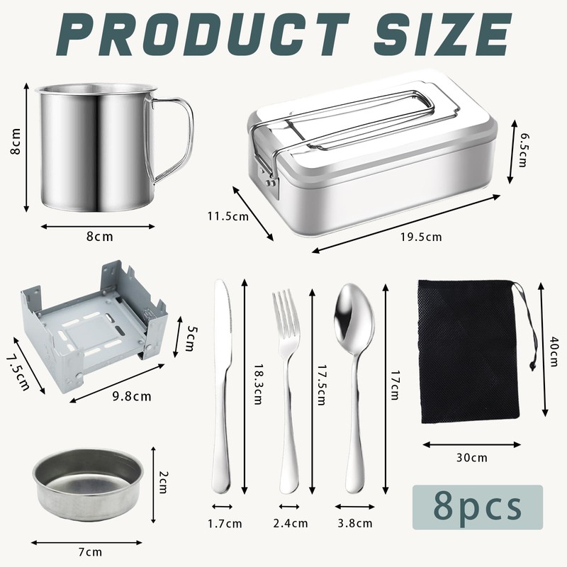 Camping Mess Tin, 8 Pcs Camping Mess Tins for Camping