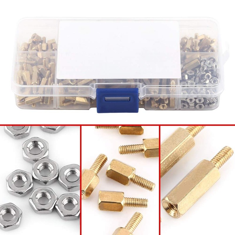 360Pcs M2.5 Standoff Kit Latón, Separador Separador PCB macho-hembra de