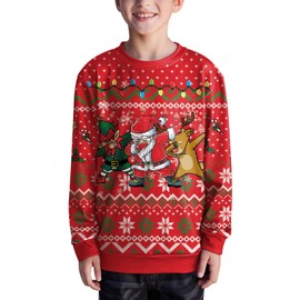 BesserBay Christmas Children's Sweatshirt Long Sleeve Sweatshirt Print Unisex 4-14 Years, Santa & Reindeer