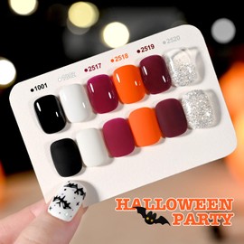 GAOY Orange Dark Purple Red Gel Nail Polish Set, 6 Colors Black Glitter Silver Holiday Soak Off Gel Polish Kit for Salon and Nail Art DIY at Home