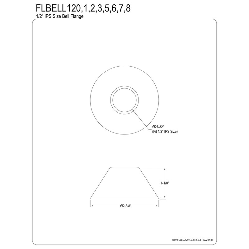 Kingston Brass FLBELL126 Made to Match Bell Flange, 1/2" IPS