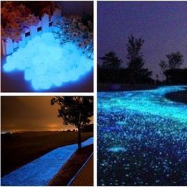 TR318 Glow in The Dark Garden Pebbles Stone for Walkway Yard and Decor DIY Decorative Gravel Stones in Blue (460PCS)