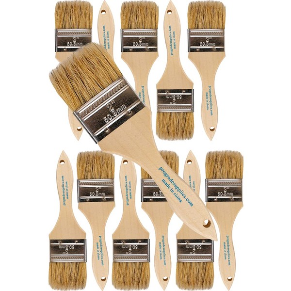 Pro Grade - Chip Paint Brushes - 12 Ea 2 Inch Chip Paint Brush Light Brown