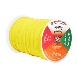 Mandala Crafts Yellow Maxi Piping Bias Tape with Welting Cord - 1/2 Inch Upholstery Piping Trim for Sewing, Cushions, Slipcovers, and DIY Decor - 55 Yards Lip Cord Trim