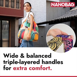 Nanobag - Ultra-Lightweight Compact Tote Shopping Bag - Reusable, Tiny and Eco-Friendly Foldable Multipurpose and Stylish, Stars, Standard, Standard
