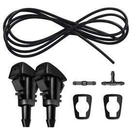 Rebvugr Windshield Washer Nozzles Kit, 2 Meter Fluid Hose with Connector, Car Accessories Windshield Fluid Hose Replacement Suitable for Chrysler, Dodge, Jeep, Replaces OEM# 4805742AB, 5116079AA