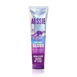 Aussie Oh My Gloss Moisturizing Leave-In Treatment Lightweight Serum 160ml | Moisture & Shine Booster for Dull Hair. With Jojoba, Safflower & Australian Macadamia Nut Oils. Vegan & Cruelty-Free