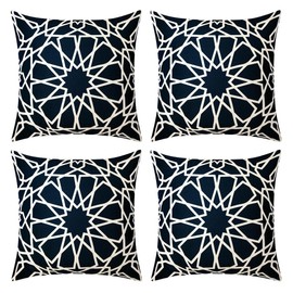 Red Rainbow 4 Pack Waterproof Garden Cushion Covers Boho Arrow design 18 inch x 18 inch 45 cm Square (Black)