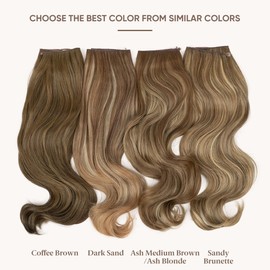 SARLA Invisible Wire Hair Extensions with 3 Clips Long Wavy Curly Synthetic Hairpiece for Women Adjustable Transparent Headband 18 Inch Coffee Brown