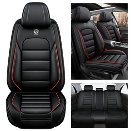 SOUIPA Leather Pick-up Truck Seat Covers for RAM 2500 2012-2024,Car Seat Covers Full Set,Waterproof Seat Protectors Auto Seat Covers,Nonslip Interior Cover Seats for Cars(Black and Red)