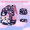Kimwadalh Unicorn School Backpack, 3PCS Girls Unicorn Bookbag with Lunch