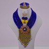 aczuv 8 Rows Crystal Beaded Nigerian Wedding Necklace and Earrings
