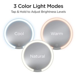 iHome iHome Makeup Mirror with Lights and Bluetooth Speaker, Travel Mirror is Portable and Rechargeable – White (iCVBT9W.EXv24)