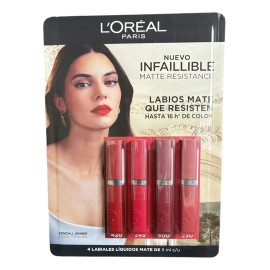 Kit Labiales Liquidos Mate Loreal 4pz Gama De Rojos