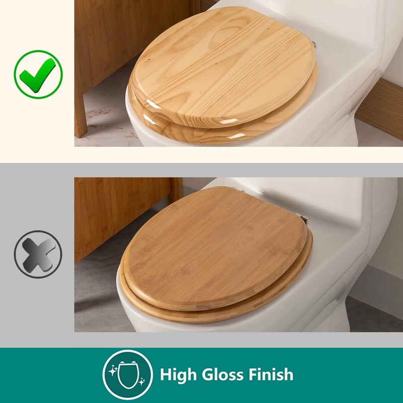 Toilet Seat, Solid Wood, Pine Wood, High Gloss Finish, PIKLiDS