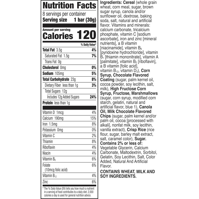 Golden Grahams Breakfast Cereal Treat Bars, S'mores, Snack Bars, 8