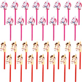 Haconba 30 Pcs Inflatable Horse Stick Blow up Horsehead Stick Inflatable Cowboy Cowgirl Pony Stick Horse Stick Balloons for Birthday Christmas Pool Cowboy Theme Party Decoration (Color set 2)
