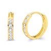 14k REAL Yellow Gold 2mm Thickness CZ Channel Set Hoop