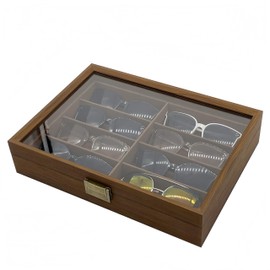 Haverain Antique Glasses Storage Box, Sunglasses Storage Case, Collection Case, Accessories Storage, Wooden, Holds 8-Slot