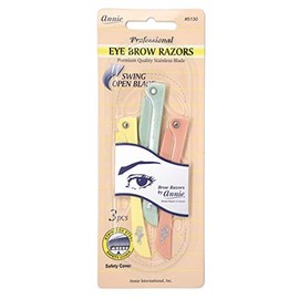 Annie Professional Eye Brow Razors Premium Quality Stainless Blade Swing Open Blade 3 Eye brow Razors