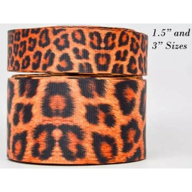 3"  Wide Leopard Print Printed on Grosgrain Cheer Bow Ribbon