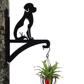 Cciphy 1 Pack Cute Iron Hanging Plant Bracket, Dog Silhouette Wall Mounted Planter Hanger Hook with Screws, Indoor Outdoor Heavy Duty Hanging Holders (Dog)