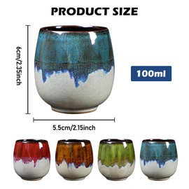 Espresso Cups, 100 ml Espresso Cups Set Made of Stoneware, Set of 4 Espresso Cups Set, Cappuccino Cups, Double-Walled Espresso Cups without Handle, Mocha Cups Set for Coffee, Cappuccino and Espresso