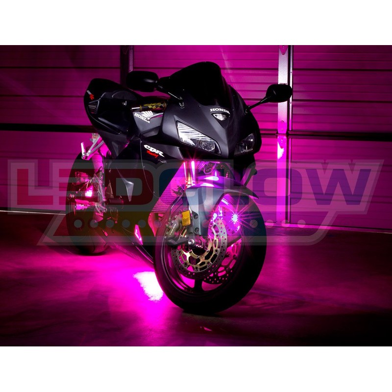 LEDGlow 6pc Advanced Pink LED Motorcycle Accent Neon Underglow Lighting