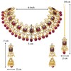 Aheli Traditional Maroon Crystal Choker Necklace Earring Maang Tikka Jewellery