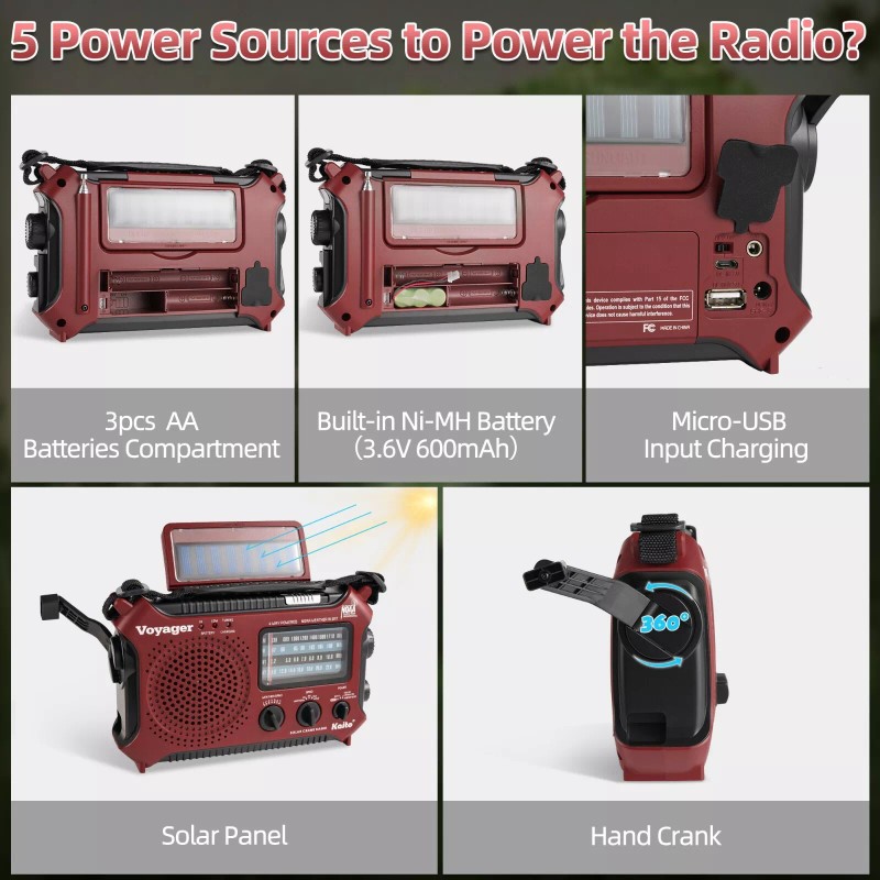 Kaito KA500 AM FM Shortwave Solar Crank Emergency NOAA Weather