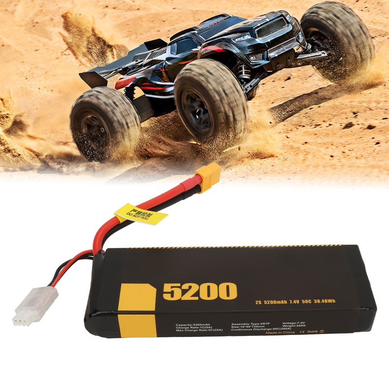 2S Lipo Battery 5200mah 50C 7.4V RC Airplane Car Lipo