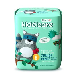 Kiddicare Deluxe Junior Nappy Pants, Size 6 (16+kg), 11-Count, Pack of 1, Ultra-Fast 12-Hour Absorption, Leak Protection, Anti-Rash, Stretchy Sides for a Better Fit, Soft & High Absorbent