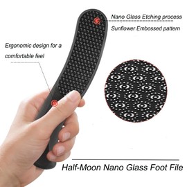 Nano Glass Foot File,Foot Callus Remover Hard Skin Remover for Feet with Handle Foot File Callus Remover with Nano-Level Grinding Points Durable Foot Scrubber Dead Skin Removal for Wet Dry (White)
