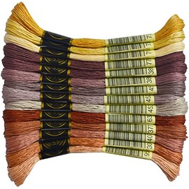 14 Skeins Rainbow Color Embroidery Floss- Cross Stitch Threads - Friendship Bracelets Floss - Crafts Floss, Light Desert Sand Gradient