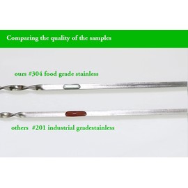 Killer's Instinct Outdoors Flat Metal Grilling Skewers Wider Thicker Stainless Steel Reusable BBQ Sticks Barbecue Skewers 14’’0.16’’0.05’’ Set of 24 Barbecue Metal Kebab Sticks For Grill