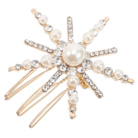 SAFIGLE Vintage Sunflower Pearl Hair Comb for Women Elegant Bridal Side Comb with Rhinestones Versatile Hair Accessory for Weddings and Special Occasions Decorative