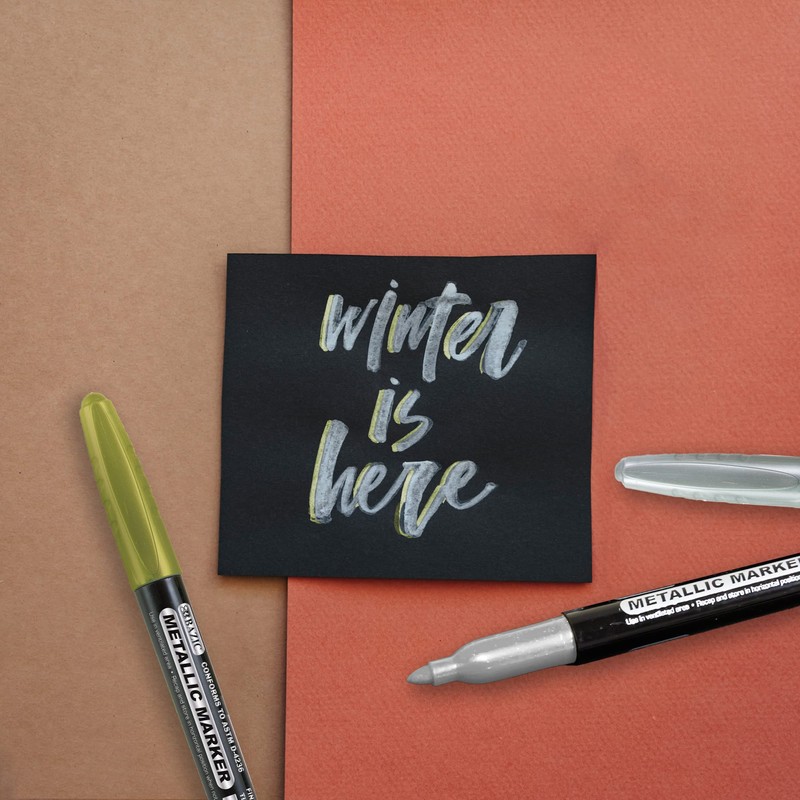 BAZIC Permanent Markers Metallic Silver Gold, Fine Line Sparkle Coloring