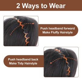 JJUNW 6 Stück Zickzack Haarreifen Mädchen, Haifischzahn Harte Stirnbänder Zickzack Haarreif Anti-Rutsch Kunststoff Haarkamm Haarband für Reisen Sport Schminken (Schwarz + Leopardenbraun)