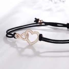 Jrêveinfini Infinity Bracelet 925 Silver Women Girls Gifts for Women Girlfriend Mum with Gift Box Adjustable 14 + 9 cm, Sterling Silver, Cubic Zirconia