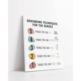 5-4-3-2-1 Grounding Technique Classroom Must Haves, Calm Down Corner Supplies, Therapy Wall Decor, Social Worker Office Decor - 16x20 ready to hang canvas