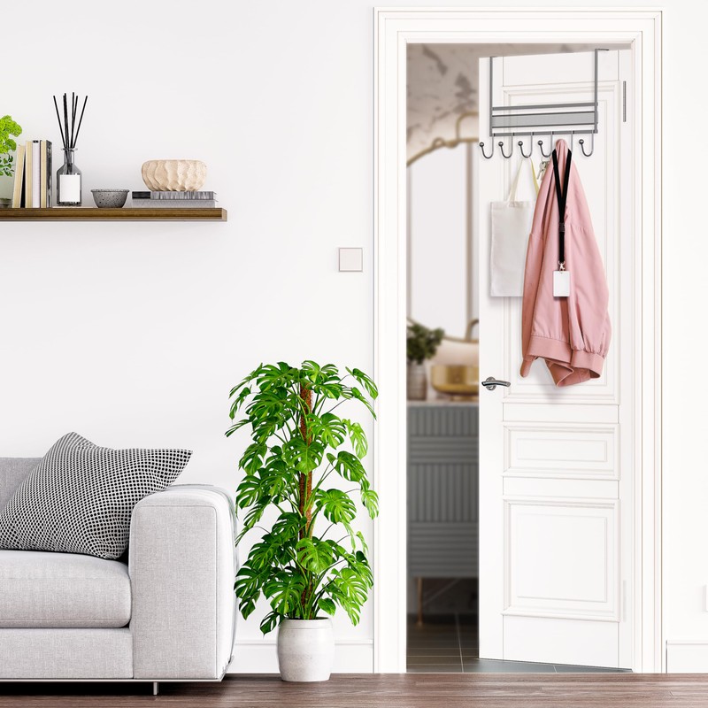 Deco Brothers Over The Door Hook Organizer with 6 Hooks,