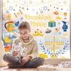 Whaline 6 Sheets Hanukkah Window Clings Foil Blue-Gold Menorah Hexagram