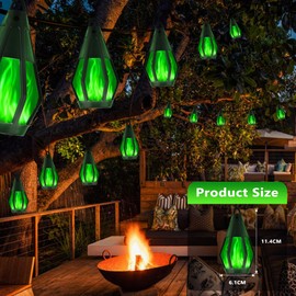 Solar String Lights for Outside, 33Ft Solar Patio Lights with 15 Flickering Flame Light Bulbs, Waterproof Green Solar Powered Outdoor Lights for Garden Yard Patio Gazebo Bistro Cafe Porch Party Decor